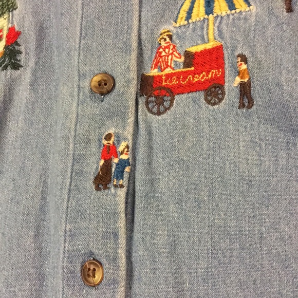 Adorable Embroidered Denim Shirt - Picture 6 of 7
